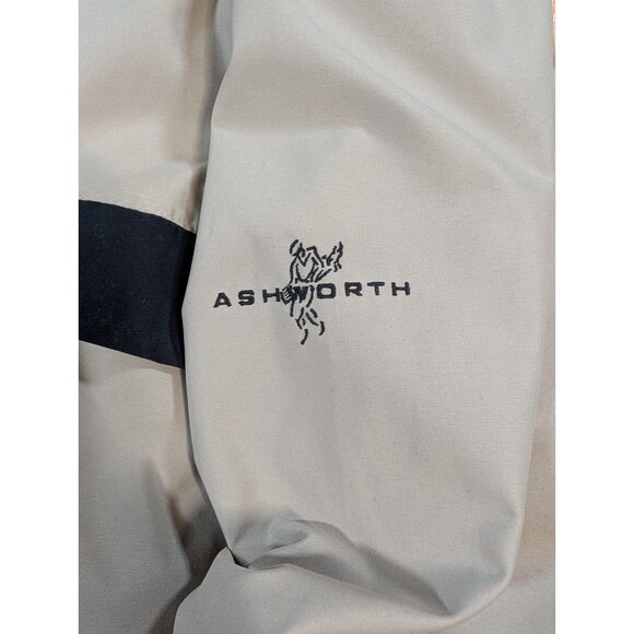 Ashworth Weather Systems 1/4 Zip Pullover Jacket Men’s L Beige Black Stripe - Picture 3 of 9
